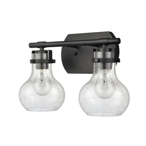 Atlas Salamanca 2-Light Vanity Light - Sculptural Design with Curved Glass Shades for Modern Spaces Matte Black 15.5'' WL11431-BK