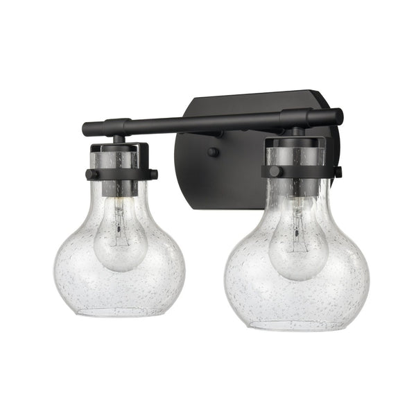Atlas Salamanca 2-Light Vanity Light - Sculptural Design with Curved Glass Shades for Modern Spaces Matte Black 15.5'' WL11431-BK