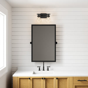 Atlas Salamanca 2-Light Vanity Light - Sculptural Design with Curved Glass Shades for Modern Spaces Matte Black 15.5'' WL11431-BK