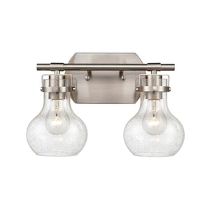 Atlas Salamanca 2-Light Vanity Light - Sculptural Design with Curved Glass Shades for Modern Spaces Satin Nickel 15.5'' WL11431-NK