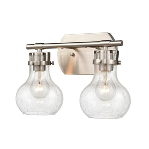 Atlas Salamanca 2-Light Vanity Light - Sculptural Design with Curved Glass Shades for Modern Spaces Satin Nickel 15.5'' WL11431-NK