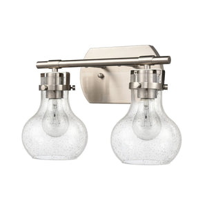 Atlas Salamanca 2-Light Vanity Light - Sculptural Design with Curved Glass Shades for Modern Spaces Satin Nickel 15.5'' WL11431-NK