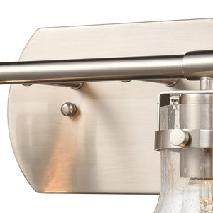 Atlas Salamanca 2-Light Vanity Light - Sculptural Design with Curved Glass Shades for Modern Spaces Satin Nickel 15.5'' WL11431-NK