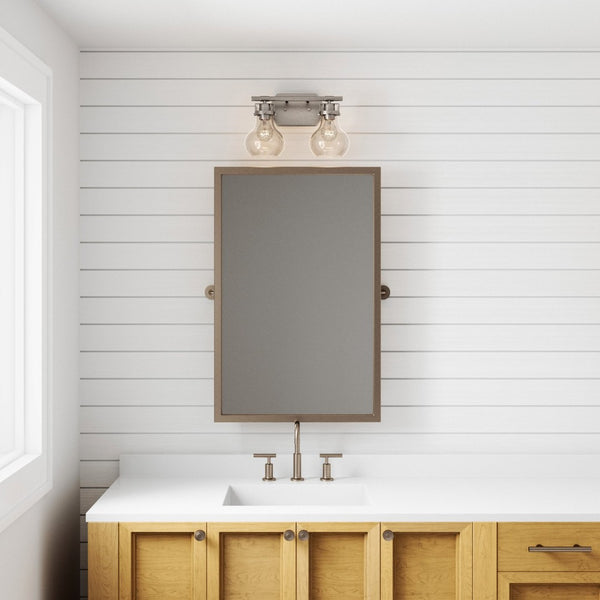 Atlas Salamanca 2-Light Vanity Light - Sculptural Design with Curved Glass Shades for Modern Spaces Satin Nickel 15.5'' WL11431-NK