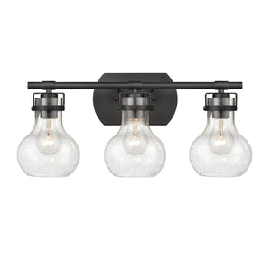 Atlas Salamanca 2-Light Vanity Light - Sculptural Design with Curved Glass Shades for Modern Spaces Matte Black 21'' WL11432-BK