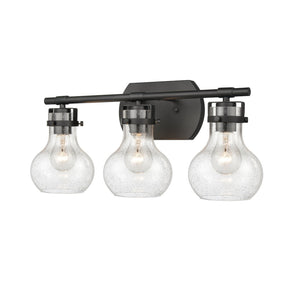 Atlas Salamanca 2-Light Vanity Light - Sculptural Design with Curved Glass Shades for Modern Spaces Matte Black 21'' WL11432-BK