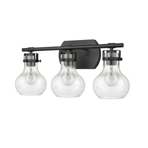 Atlas Salamanca 2-Light Vanity Light - Sculptural Design with Curved Glass Shades for Modern Spaces Matte Black 21'' WL11432-BK
