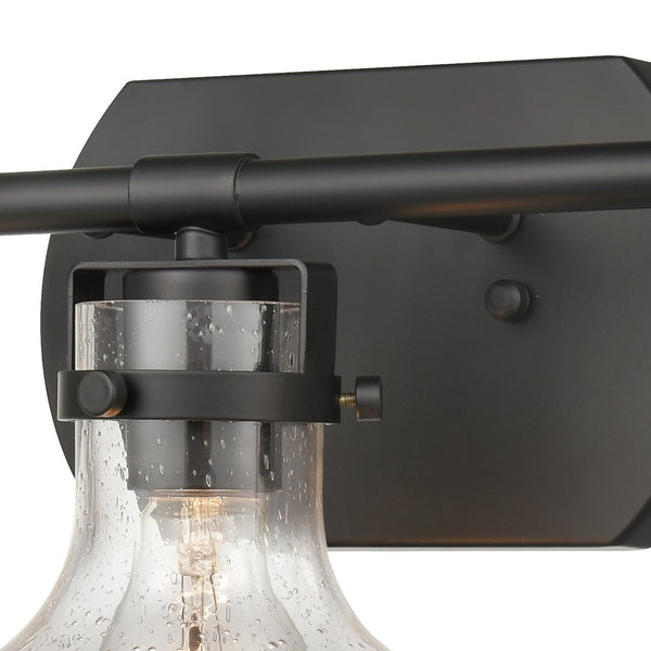 Atlas Salamanca 2-Light Vanity Light - Sculptural Design with Curved Glass Shades for Modern Spaces Matte Black 21'' WL11432-BK
