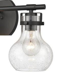 Atlas Salamanca 2-Light Vanity Light - Sculptural Design with Curved Glass Shades for Modern Spaces Matte Black 21'' WL11432-BK