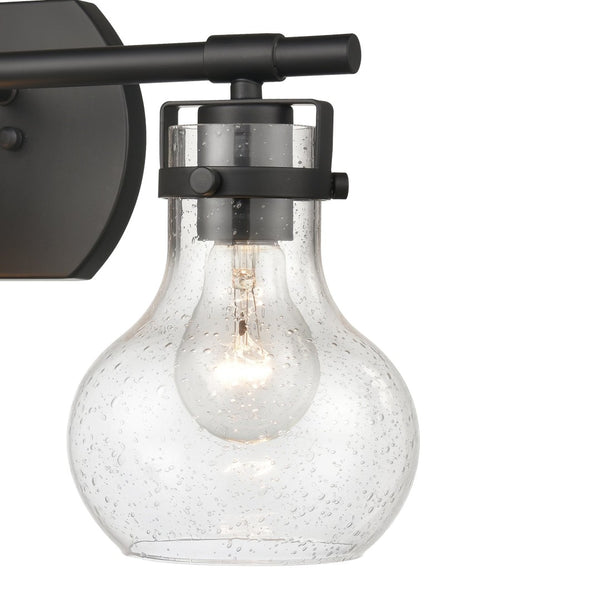Atlas Salamanca 2-Light Vanity Light - Sculptural Design with Curved Glass Shades for Modern Spaces Matte Black 21'' WL11432-BK