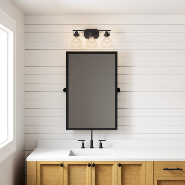 Atlas Salamanca 2-Light Vanity Light - Sculptural Design with Curved Glass Shades for Modern Spaces Matte Black 21'' WL11432-BK