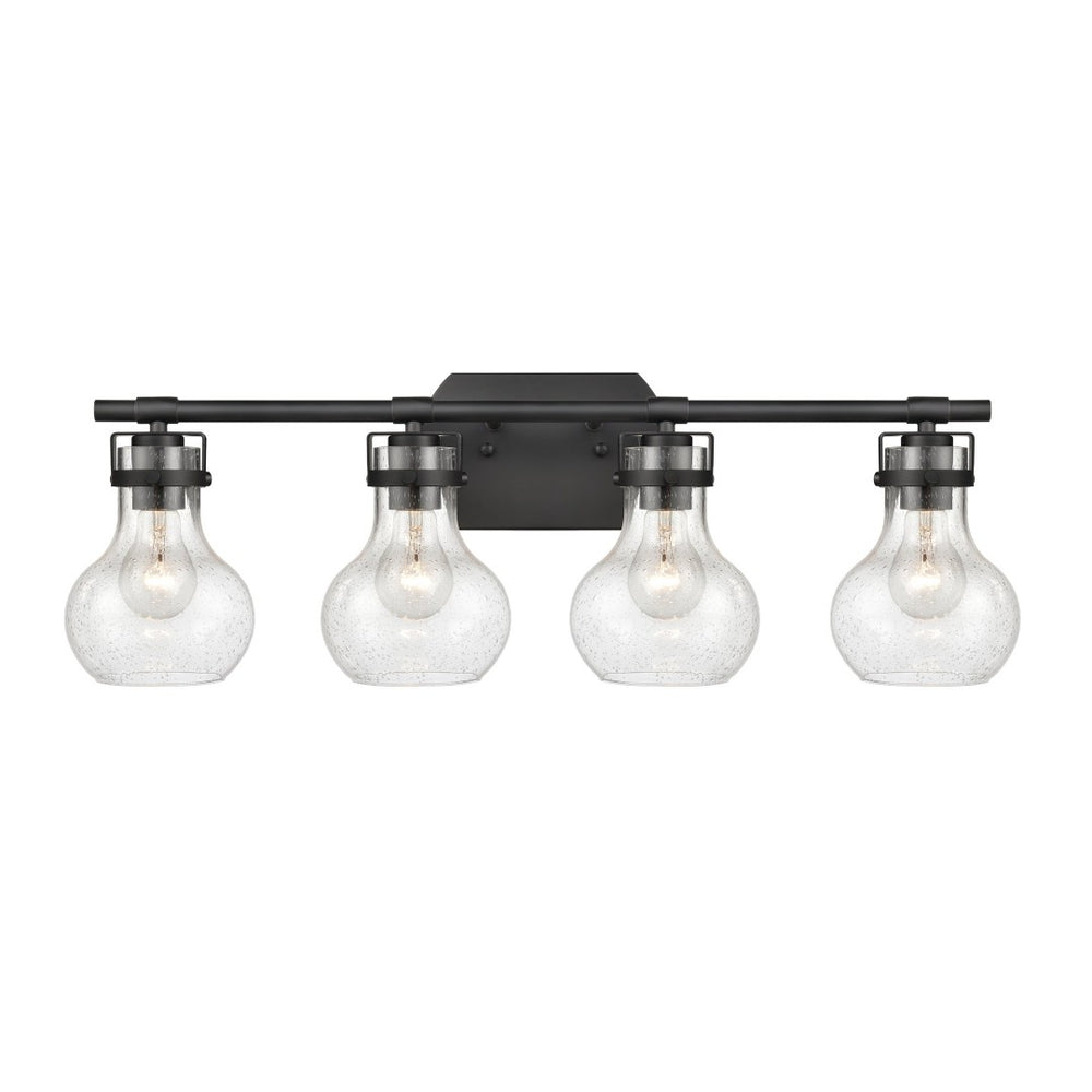 Atlas Salamanca 2-Light Vanity Light - Sculptural Design with Curved Glass Shades for Modern Spaces Matte Black 29'' WL11433-BK
