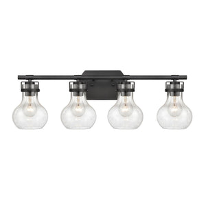 Atlas Salamanca 2-Light Vanity Light - Sculptural Design with Curved Glass Shades for Modern Spaces Matte Black 29'' WL11433-BK