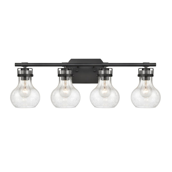 Atlas Salamanca 2-Light Vanity Light - Sculptural Design with Curved Glass Shades for Modern Spaces Matte Black 29'' WL11433-BK