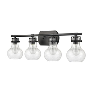 Atlas Salamanca 2-Light Vanity Light - Sculptural Design with Curved Glass Shades for Modern Spaces Matte Black 29'' WL11433-BK