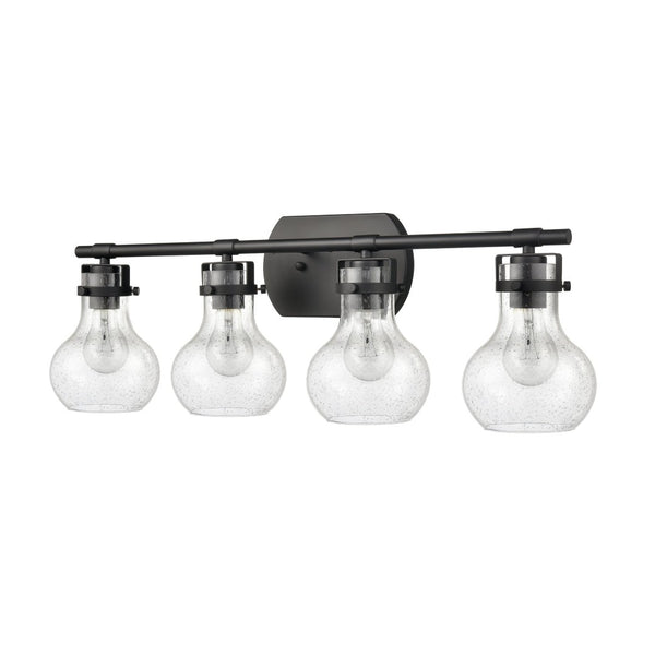 Atlas Salamanca 2-Light Vanity Light - Sculptural Design with Curved Glass Shades for Modern Spaces Matte Black 29'' WL11433-BK