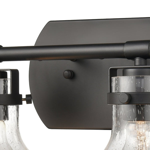Atlas Salamanca 2-Light Vanity Light - Sculptural Design with Curved Glass Shades for Modern Spaces Matte Black 29'' WL11433-BK
