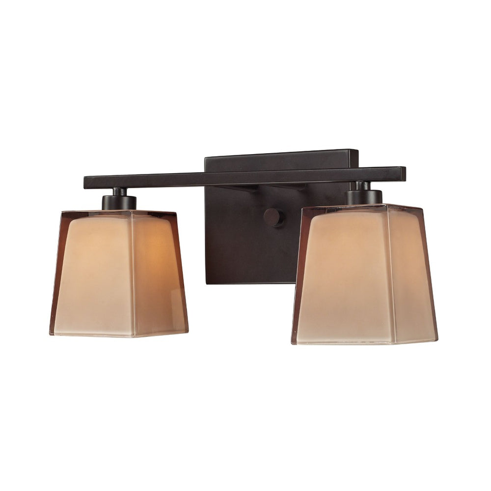 Atlas Serenity 13" Wide 2-Light Vanity Fixture - Chic Oiled Bronze with Amber Glass Shades for Elegance WL11436-BZ