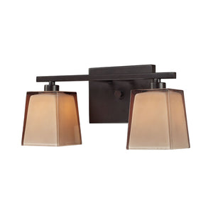 Atlas Serenity 13" Wide 2-Light Vanity Fixture - Chic Oiled Bronze with Amber Glass Shades for Elegance WL11436-BZ