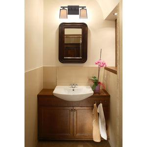 Atlas Serenity 13" Wide 2-Light Vanity Fixture - Chic Oiled Bronze with Amber Glass Shades for Elegance WL11436-BZ