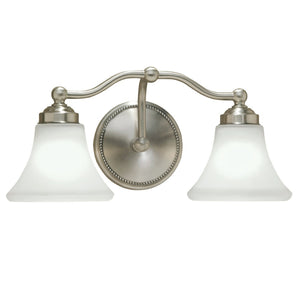 Atlas Soleil 2-Light Vanity Light Fixture - Timeless Design with Elegant Glass Shades for Modern Spaces Brushed Nickel 17.5'' WL11441-NK