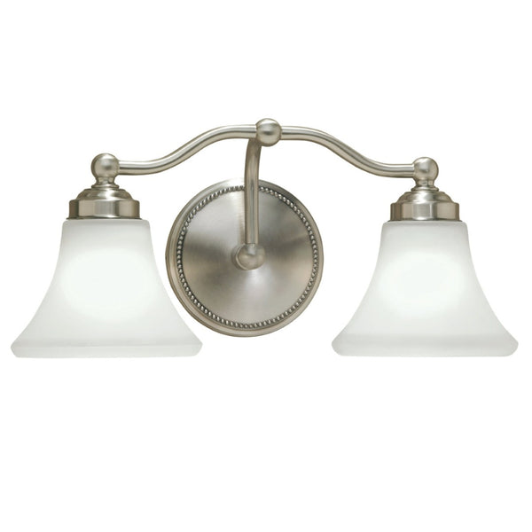 Atlas Soleil 2-Light Vanity Light Fixture - Timeless Design with Elegant Glass Shades for Modern Spaces Brushed Nickel 17.5'' WL11441-NK