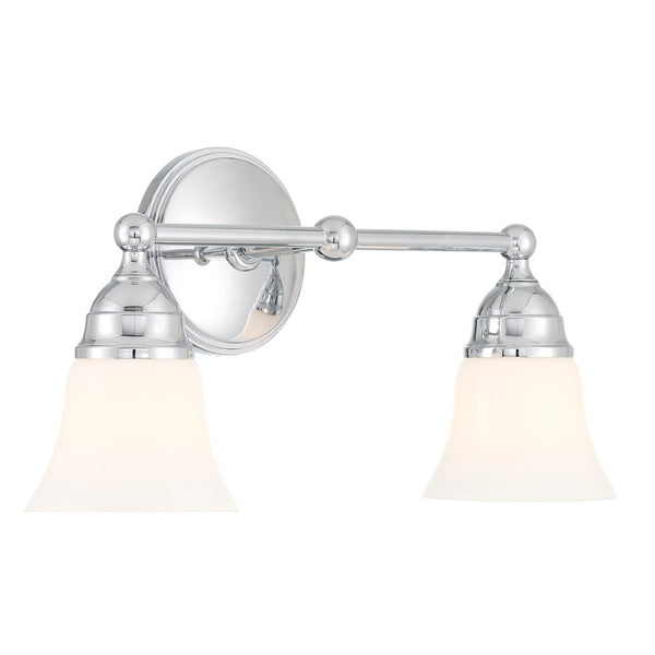 Atlas Sofia 2-Light Vanity Fixture - Elegant Bell Shades & Timeless Design for Classic Bathroom Style Chrome 16.5'' WL11443-CH