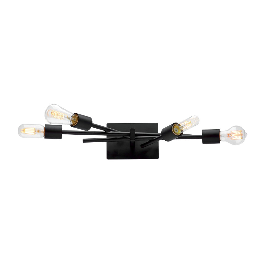 Atlas Stick 21.25" Wide 4-Light Vanity Fixture - Matte Black Minimalist Design for Modern Bathrooms WL11449-BK