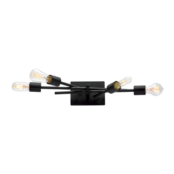 Atlas Stick 21.25" Wide 4-Light Vanity Fixture - Matte Black Minimalist Design for Modern Bathrooms WL11449-BK