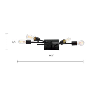 Atlas Stick 21.25" Wide 4-Light Vanity Fixture - Matte Black Minimalist Design for Modern Bathrooms WL11449-BK