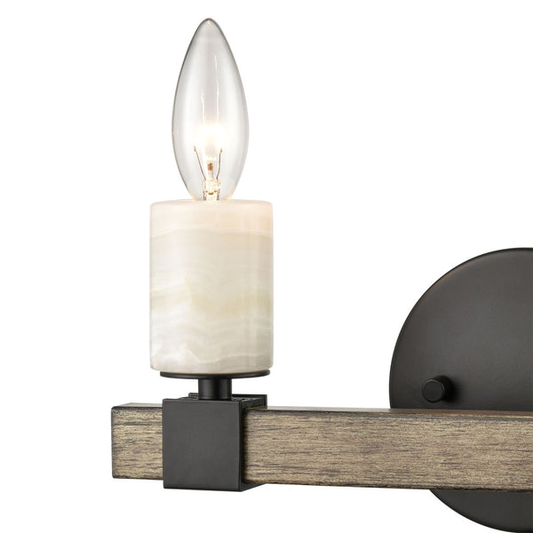 Atlas Stone Manor 2-Light Vanity Light Fixture - Transitional Design with Polished Stone Accents Matte Black 12'' WL11450-BK