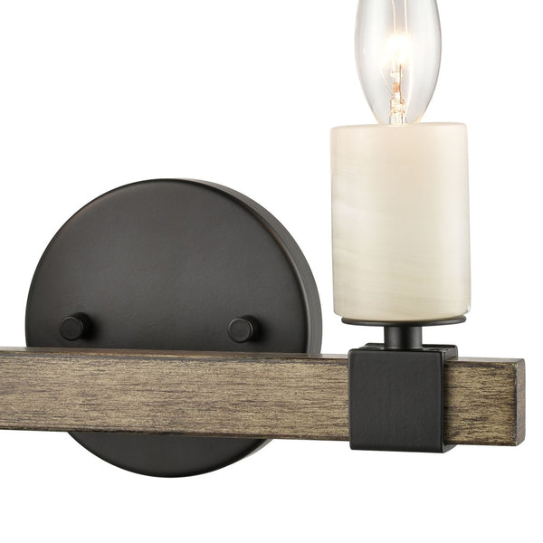 Atlas Stone Manor 2-Light Vanity Light Fixture - Transitional Design with Polished Stone Accents Matte Black 12'' WL11450-BK