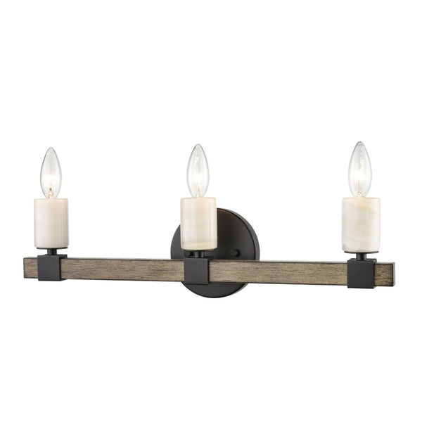 Atlas Stone Manor 2-Light Vanity Light Fixture - Transitional Design with Polished Stone Accents Matte Black 21'' WL11451-BK