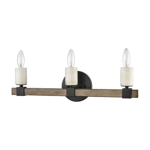 Atlas Stone Manor 2-Light Vanity Light Fixture - Transitional Design with Polished Stone Accents Matte Black 21'' WL11451-BK