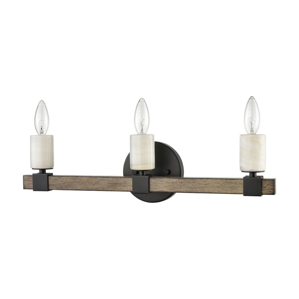 Atlas Stone Manor 2-Light Vanity Light Fixture - Transitional Design with Polished Stone Accents Matte Black 21'' WL11451-BK