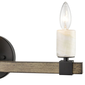 Atlas Stone Manor 2-Light Vanity Light Fixture - Transitional Design with Polished Stone Accents Matte Black 21'' WL11451-BK