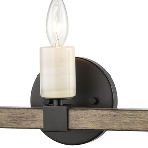 Atlas Stone Manor 2-Light Vanity Light Fixture - Transitional Design with Polished Stone Accents Matte Black 21'' WL11451-BK