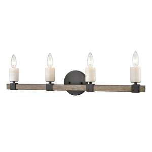 Atlas Stone Manor 2-Light Vanity Light Fixture - Transitional Design with Polished Stone Accents Matte Black 30'' WL11452-BK