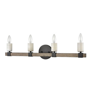 Atlas Stone Manor 2-Light Vanity Light Fixture - Transitional Design with Polished Stone Accents Matte Black 30'' WL11452-BK