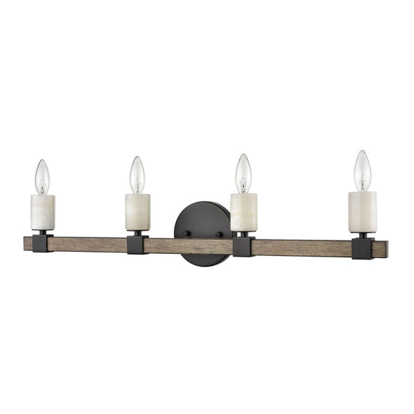 Atlas Stone Manor 2-Light Vanity Light Fixture - Transitional Design with Polished Stone Accents Matte Black 30'' WL11452-BK