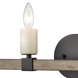 Atlas Stone Manor 2-Light Vanity Light Fixture - Transitional Design with Polished Stone Accents Matte Black 30'' WL11452-BK