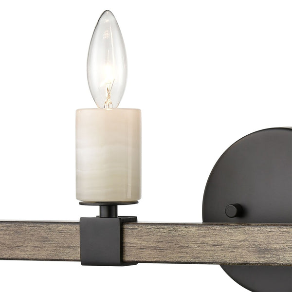 Atlas Stone Manor 2-Light Vanity Light Fixture - Transitional Design with Polished Stone Accents Matte Black 30'' WL11452-BK