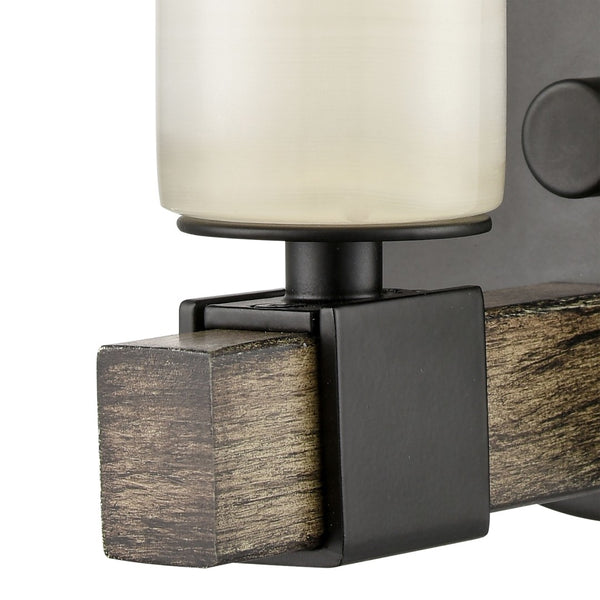 Atlas Stone Manor 2-Light Vanity Light Fixture - Transitional Design with Polished Stone Accents Matte Black 5'' WL11453-BK