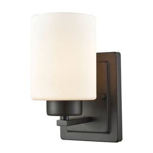 Atlas Summit Place 1-Light Wall Sconce - Transitional Design with Soft Glass Shade for Warm Indoor Lighting Oil Rubbed Bronze 5'' WL11454-BZ
