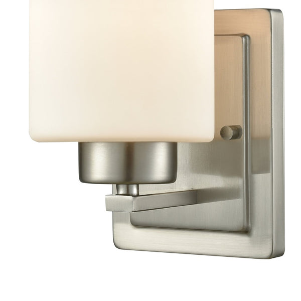 Atlas Summit Place 1-Light Wall Sconce - Transitional Design with Soft Glass Shade for Warm Indoor Lighting Brushed Nickel 5'' WL11454-NK