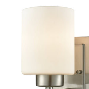 Atlas Summit Place 1-Light Wall Sconce - Transitional Design with Soft Glass Shade for Warm Indoor Lighting Brushed Nickel 5'' WL11454-NK