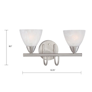 Atlas Tia 2-Light Vanity Light Fixture - Modern Transitional Design for Elegant Home Illumination Matte Nickel 15.75'' WL11455-NK
