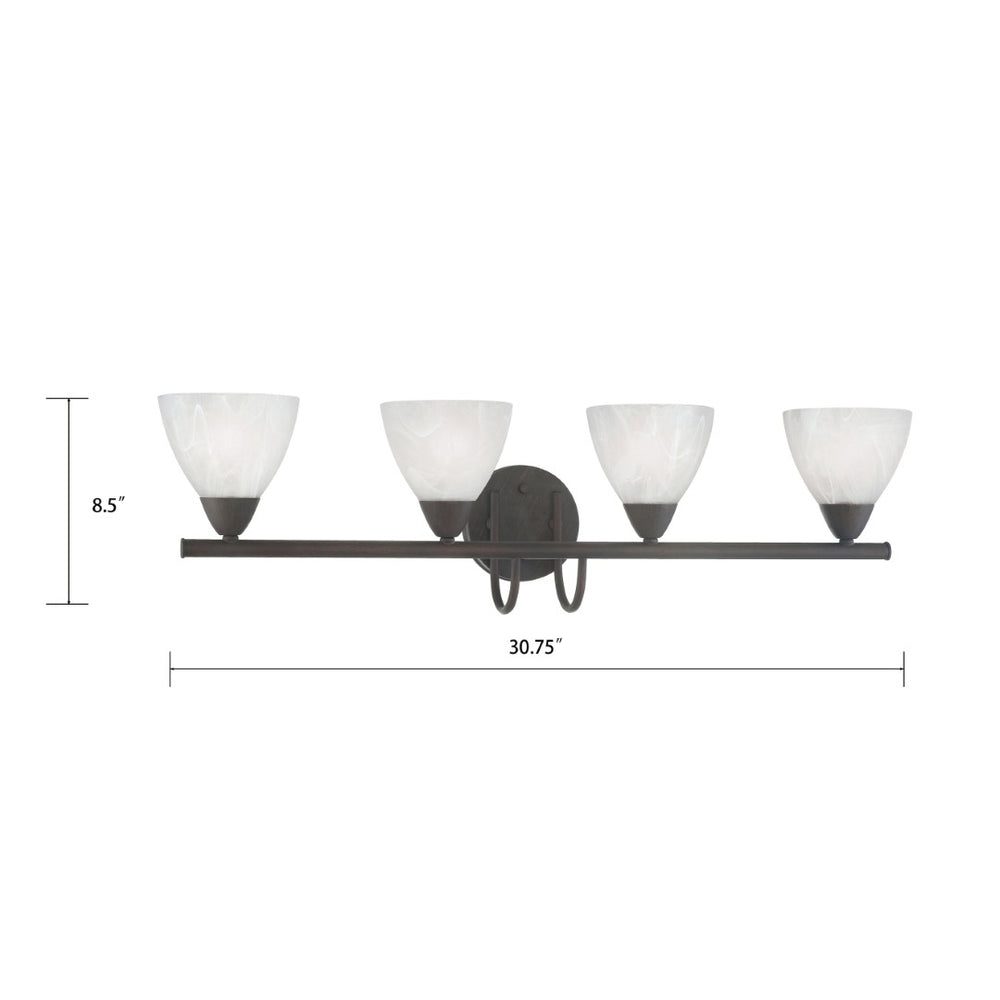 Atlas Tia 30.75" Wide 4-Light Vanity Fixture - Elegant Painted Bronze with Frosted Glass Shades for Soft Light WL11457-BZ