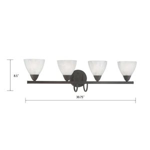 Atlas Tia 30.75" Wide 4-Light Vanity Fixture - Elegant Painted Bronze with Frosted Glass Shades for Soft Light WL11457-BZ