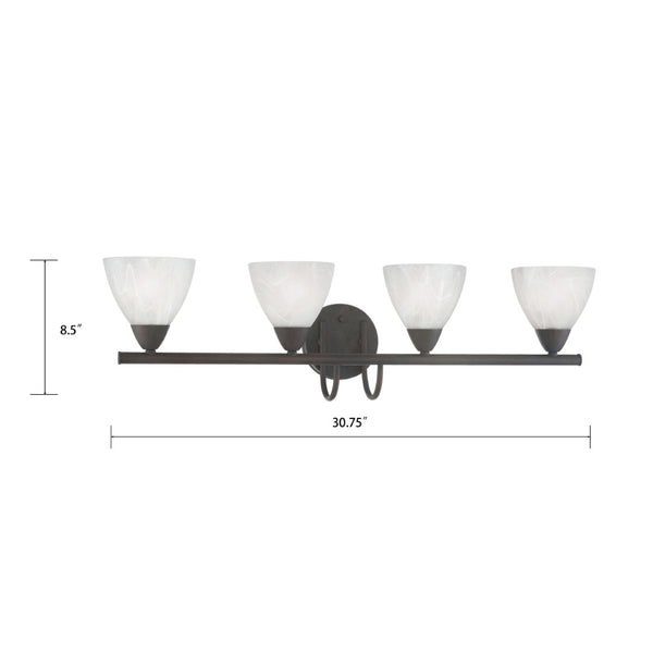 Atlas Tia 30.75" Wide 4-Light Vanity Fixture - Elegant Painted Bronze with Frosted Glass Shades for Soft Light WL11457-BZ